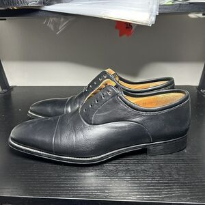 Magnanni Mens Size 10 D Black Cap Toe Oxford Dress Shoes